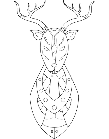 Steampunk Deer Coloring Page